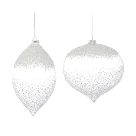MELROSE INTERNATIONAL Melrose International 73099DS 7.25-9 in. Glass Ornament; White & Clear - Set of 4 73099